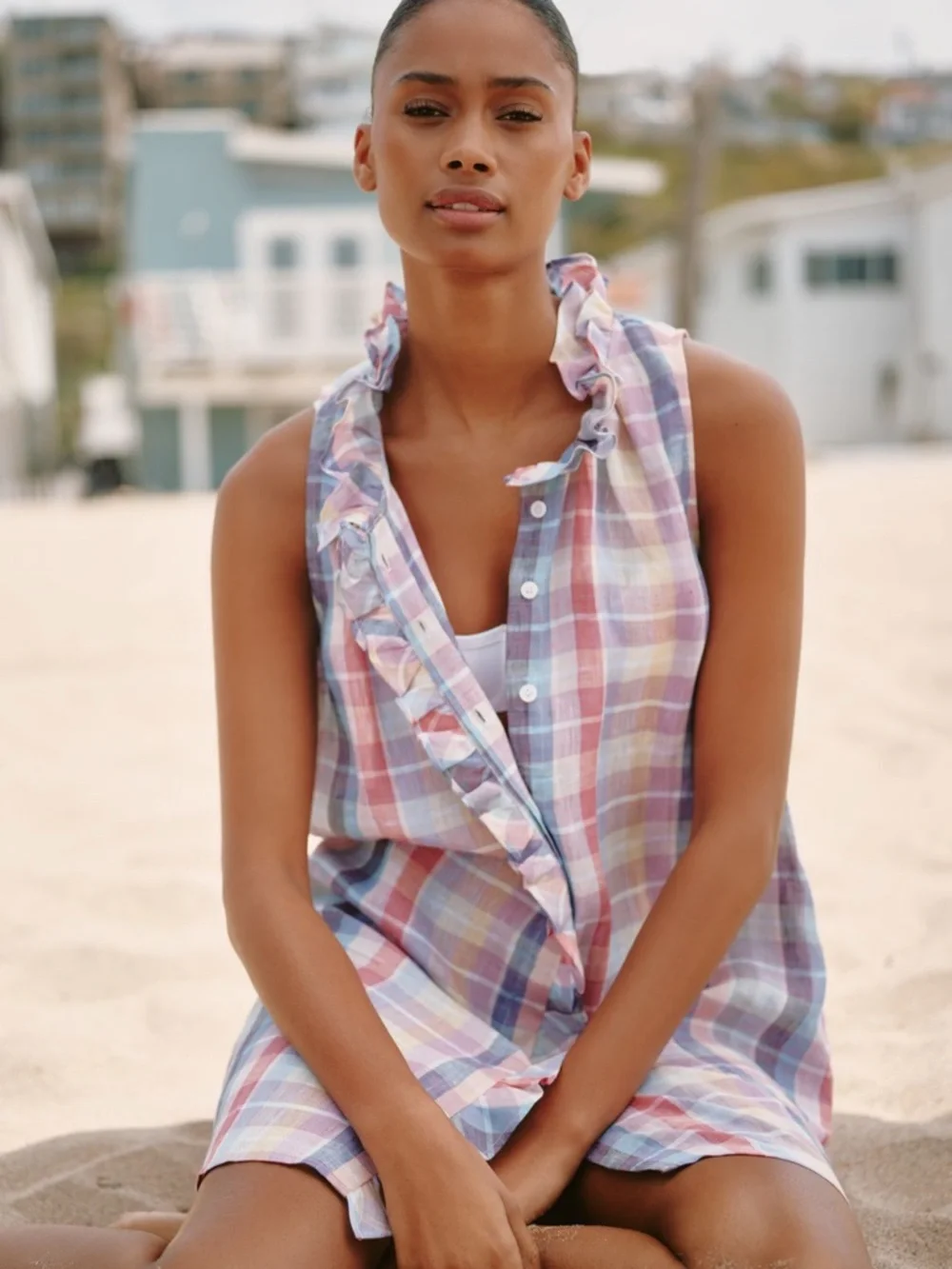 Sundays Gaelle Linen Sleeveless Swing Mini Dress - Picture 3 of 12